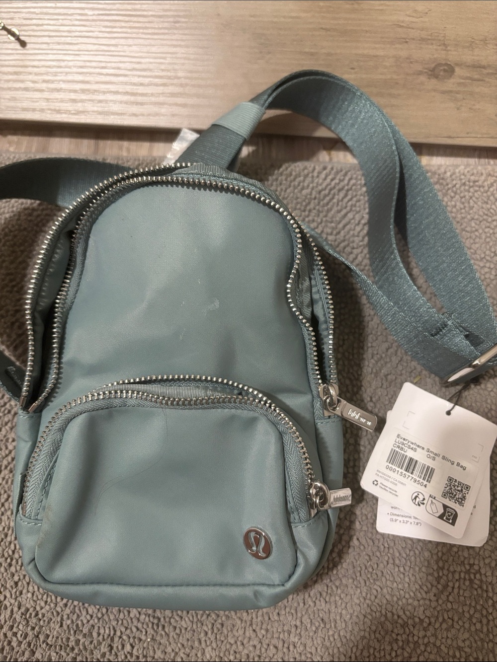 lululemon gray-green Mini Sling Backpack with Silver Hardware - Picture 3 of 3